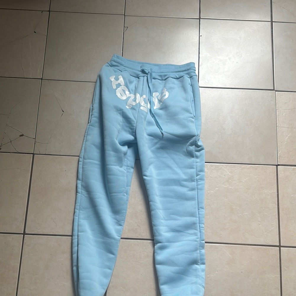 Blue Cotton Joggers with Elastic Waistband